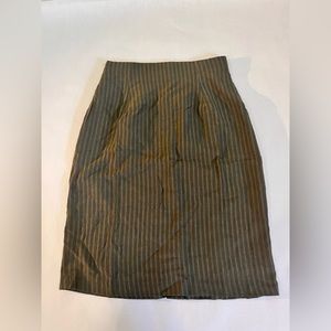 Vintage Striped Green Pencil Skirt
